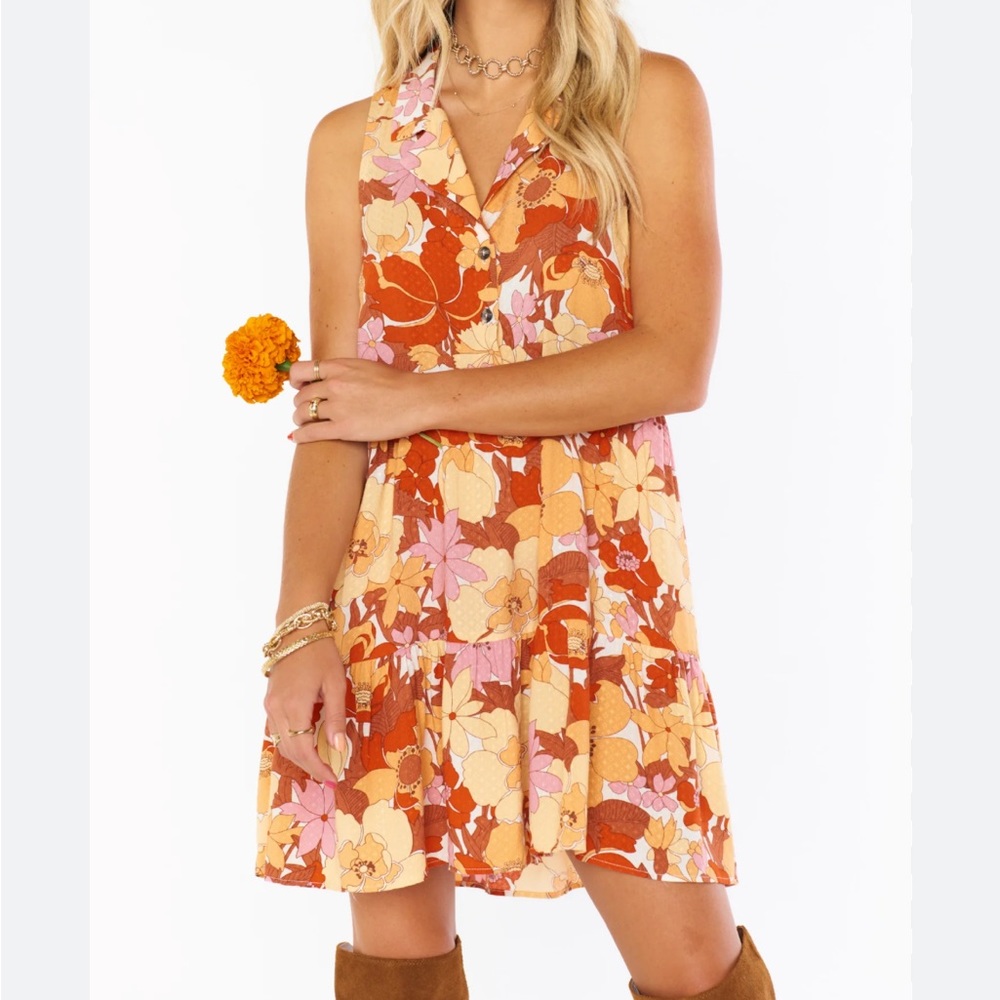 Show Me Your Mumu Groovy Collared Mini Dress ~ Party Poppy Blooms